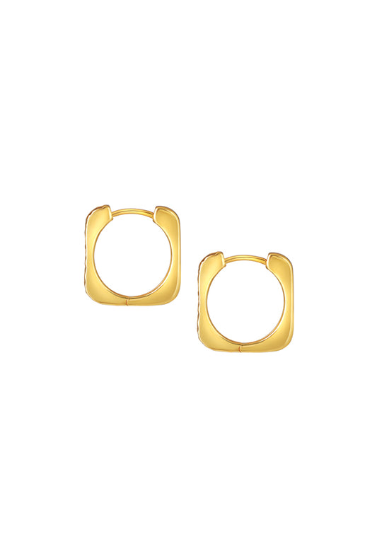 TOMEI Lusso Italia Square Earrings, Yellow Gold 916