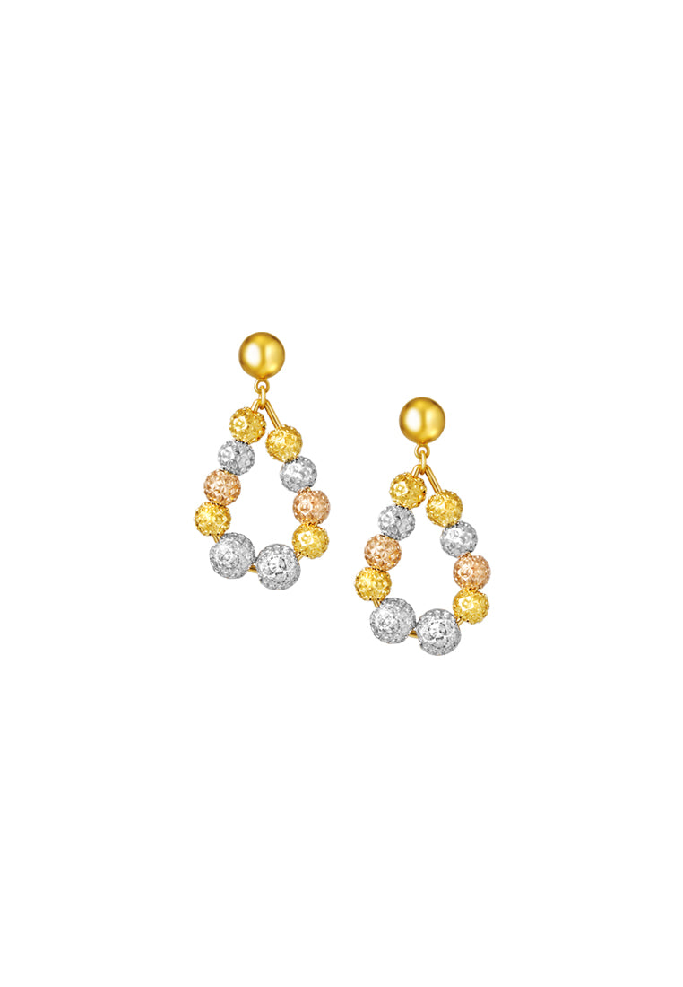 TOMEI Lusso Italia Tri-Tone Teardrop Beads Earrings, Yellow Gold 916