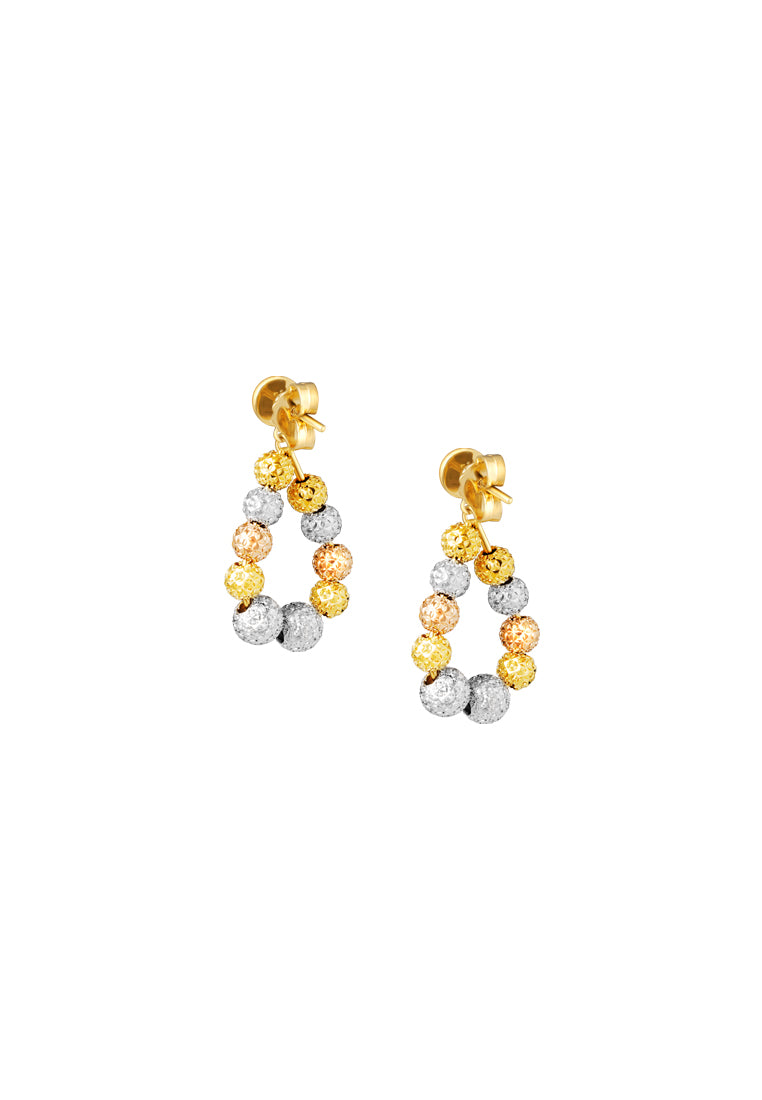 TOMEI Lusso Italia Tri-Tone Teardrop Beads Earrings, Yellow Gold 916