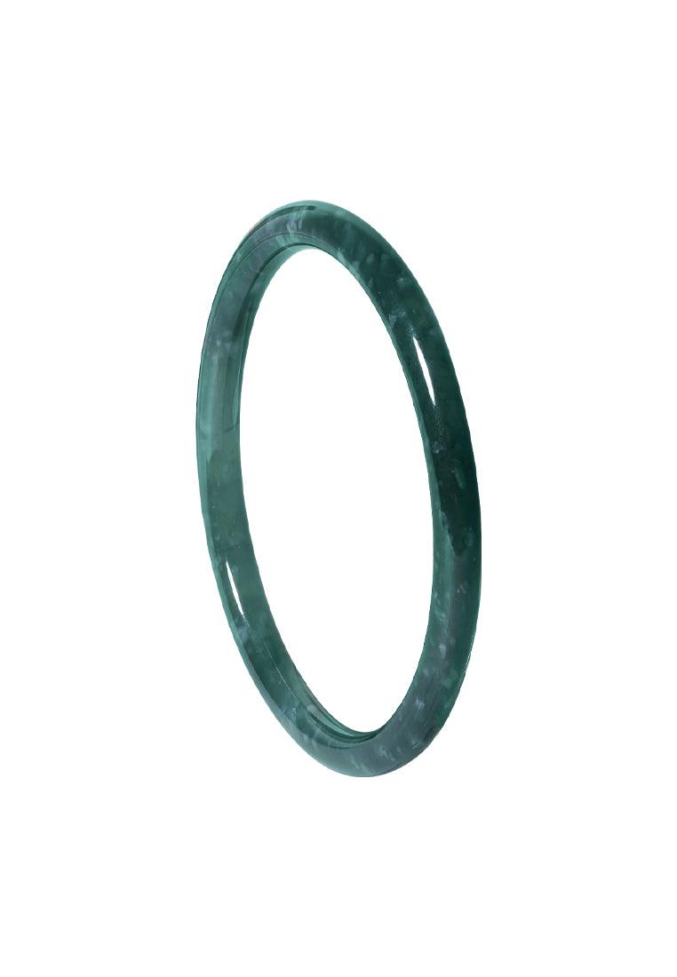 TOMEI Natural Jade Thin Bangle, Dark Green