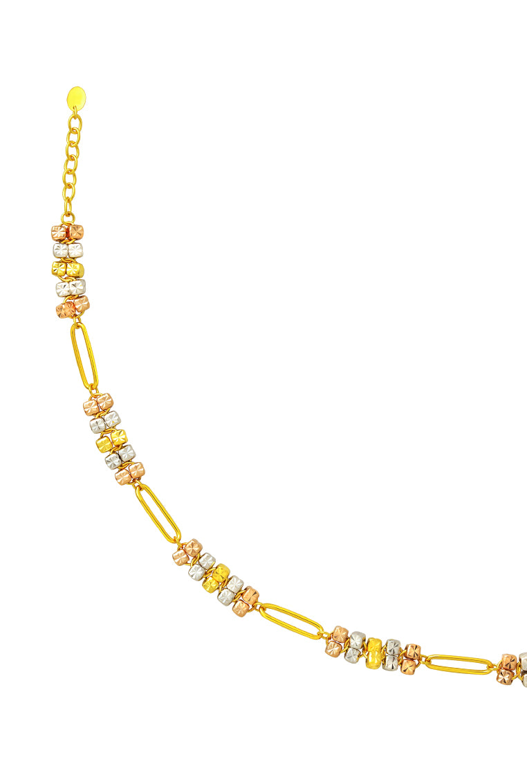 TOMEI Tri-Tone Cubic Bracelet, Yellow Gold 916