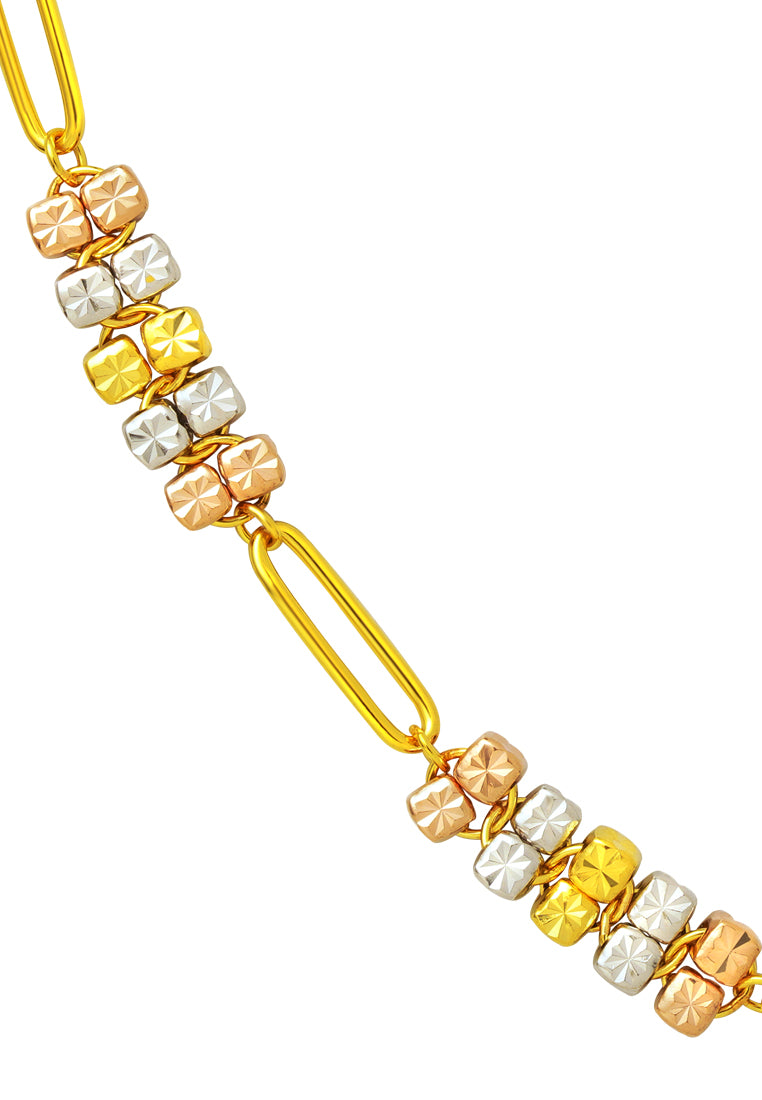 TOMEI Tri-Tone Cubic Bracelet, Yellow Gold 916