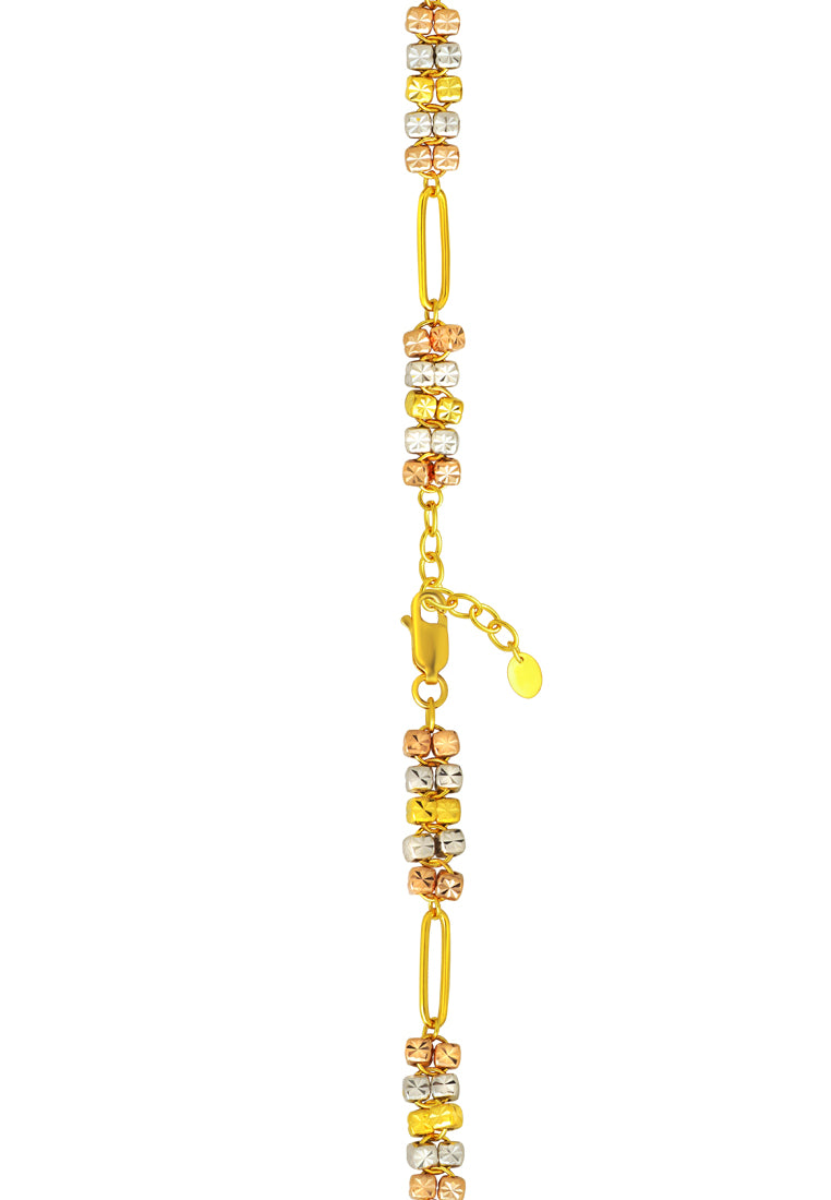 TOMEI Tri-Tone Cubic Bracelet, Yellow Gold 916