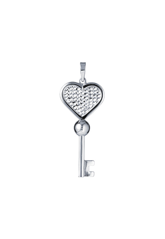 TOMEI Key Pendant, White Gold 585