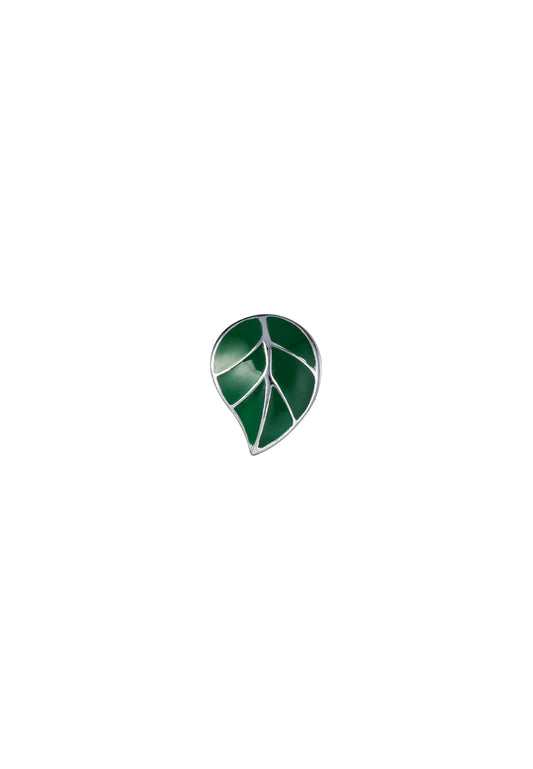 TOMEI Green Leaf Charm, White Gold 585