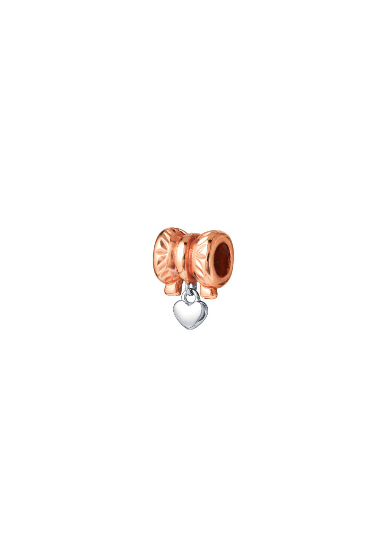 TOMEI Ribbon Love Charm, White+Rose Gold 585