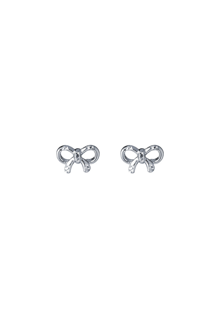 TOMEI Petite Ribbon Earrings, White Gold 585