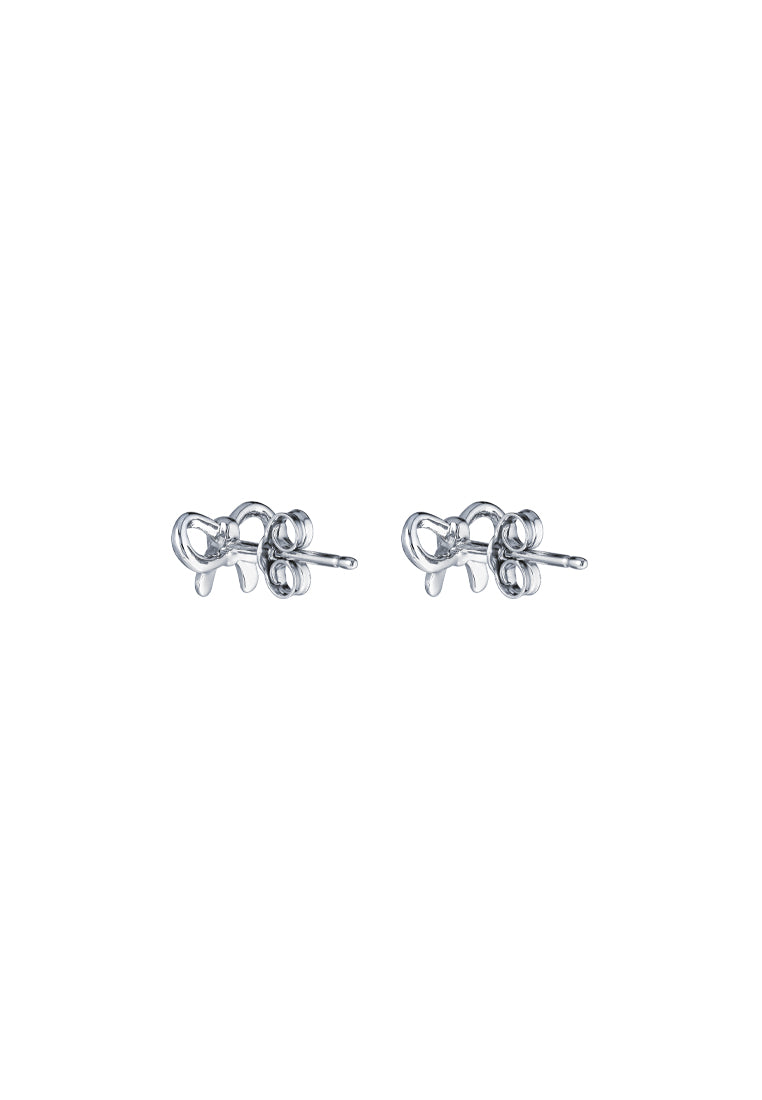 TOMEI Petite Ribbon Earrings, White Gold 585