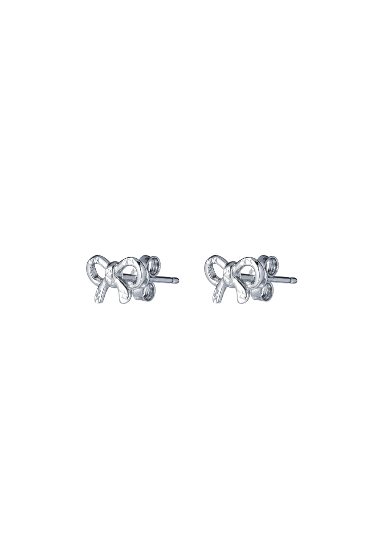 TOMEI Petite Ribbon Earrings, White Gold 585