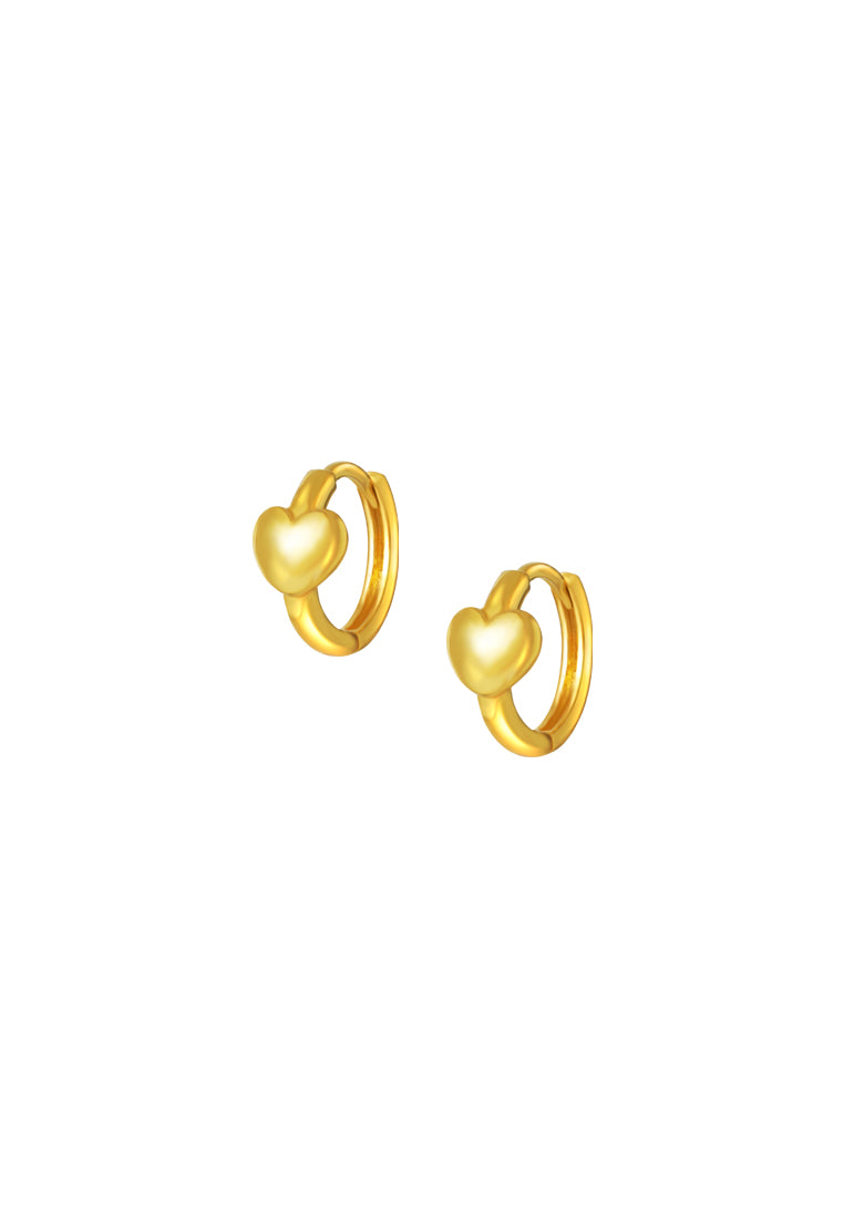 TOMEI Heart Loop Earrings, Yellow Gold 916