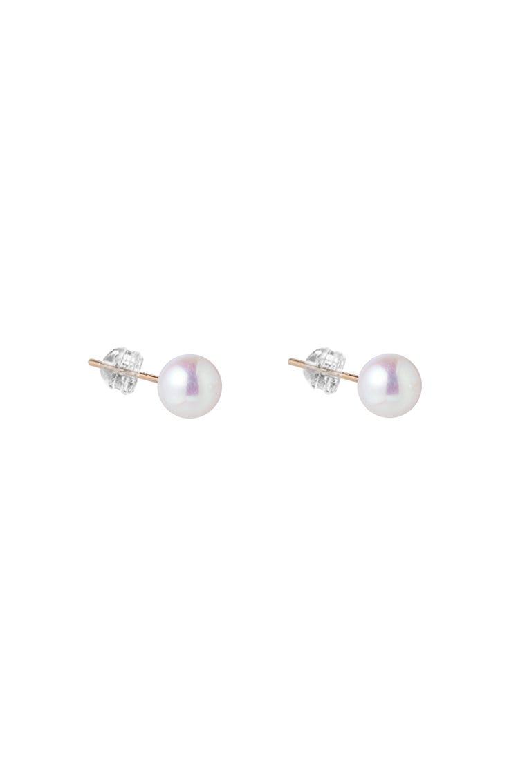 TOMEI Pearlfect Love Earrings(5mm), Rose Gold 750