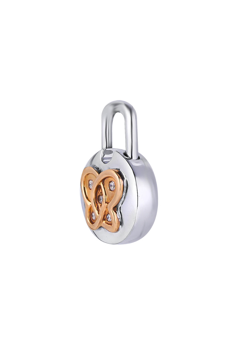 TOMEI Love Lock Collection Butterfly Pendant, White+Rose Gold 750