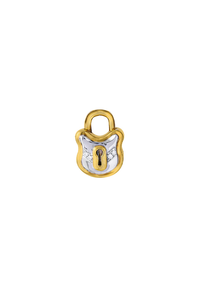 TOMEI Love Lock Collection Pendant, White+Yellow Gold 750