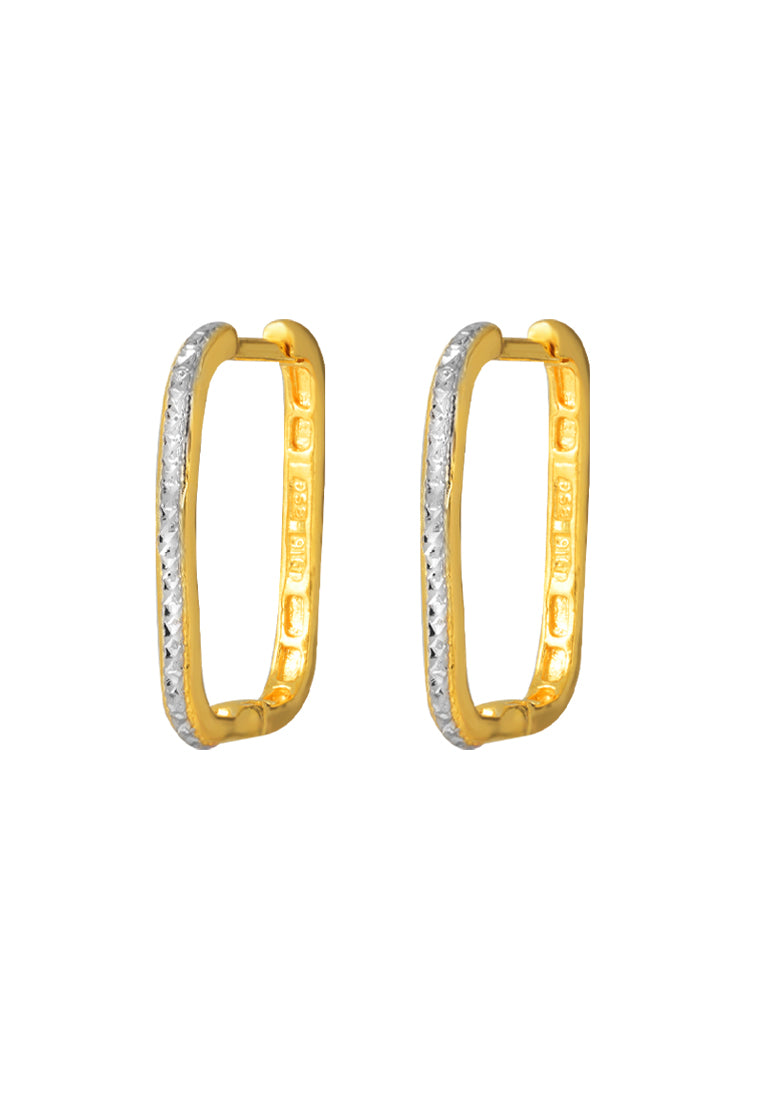 TOMEI Dual-Tone Lasered Hoop Earrings, Yellow Gold 916