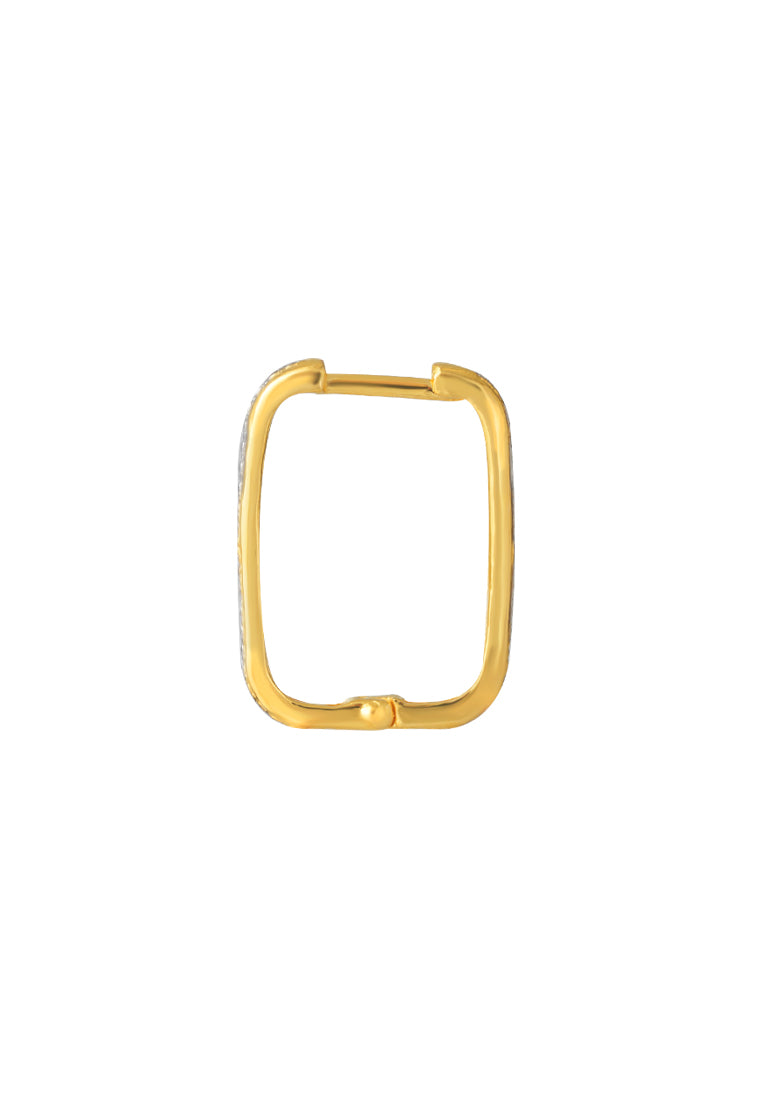 TOMEI Dual-Tone Lasered Hoop Earrings, Yellow Gold 916