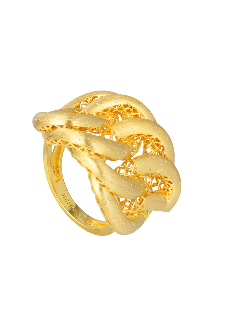 TOMEI Entwining Knot Ring, Yellow Gold 916