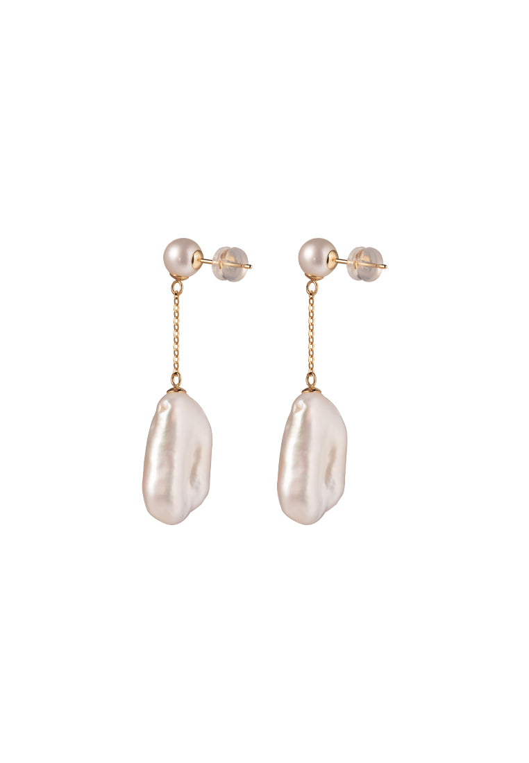 TOMEI Keshi Pearl Earrings, Yellow Gold 750