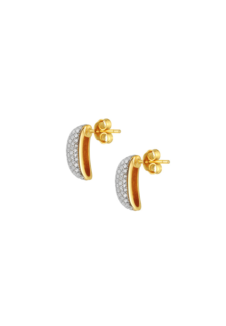 TOMEI Diamomnd Cut Collection Hoop Earrings, Yellow Gold 916