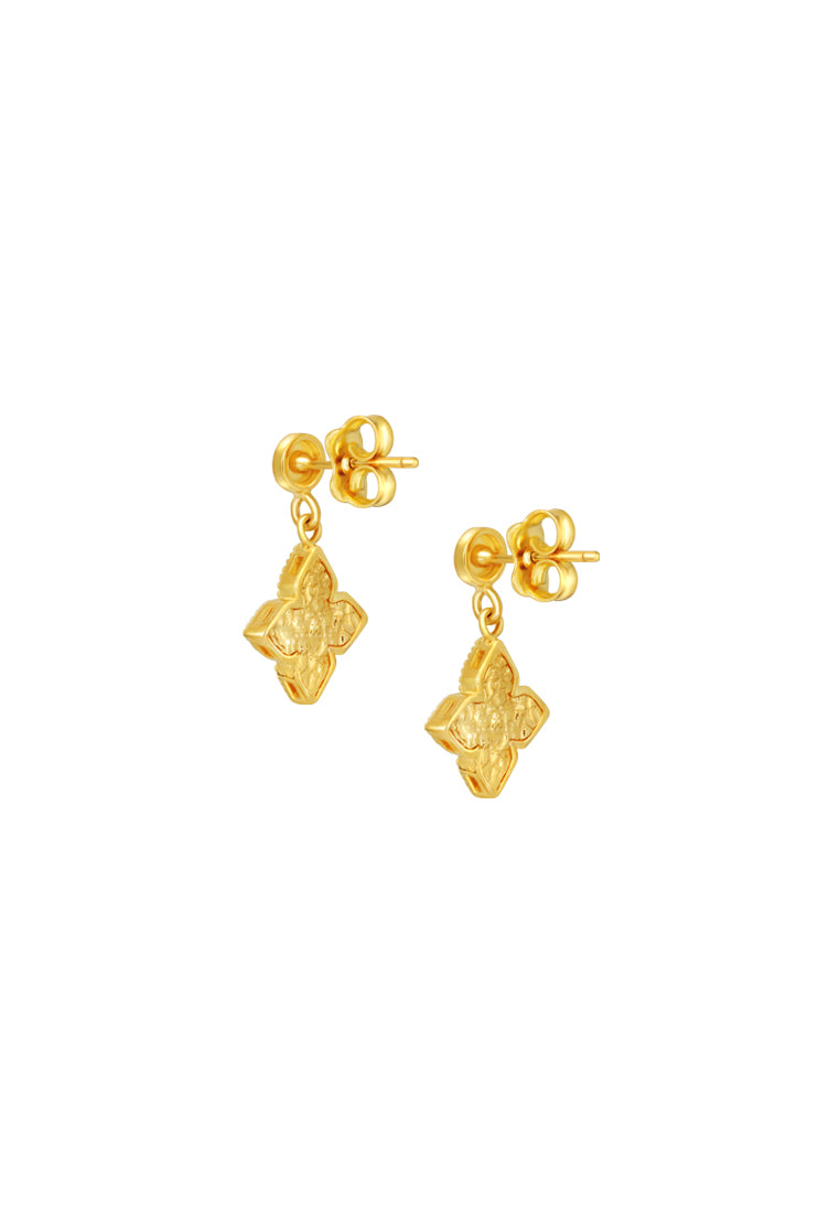 TOMEI Lusso Italia Dangling Flower Earrings, Yellow Gold 916