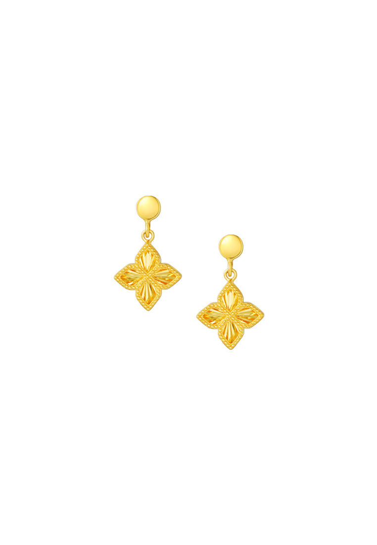 TOMEI Lusso Italia Dangling Flower Earrings, Yellow Gold 916