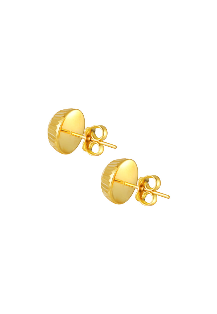 TOMEI Lusso Italia Lasered Button Earrings, Yellow Gold 916