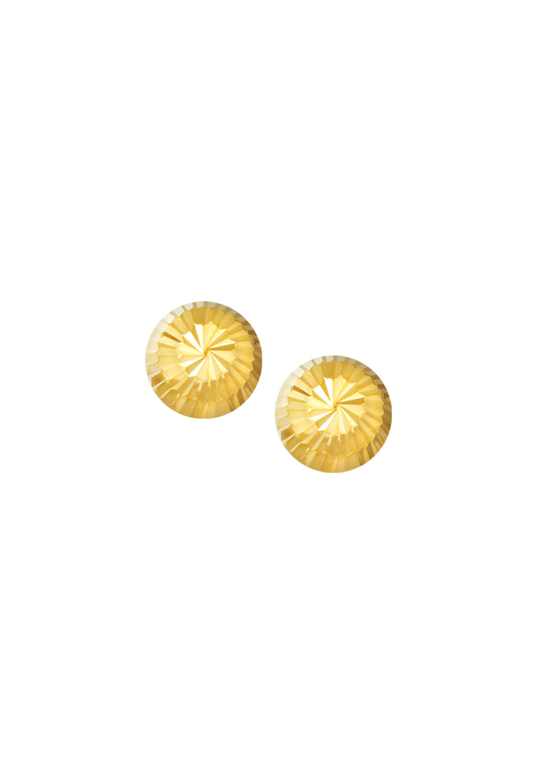 TOMEI Lusso Italia Lasered Button Earrings, Yellow Gold 916