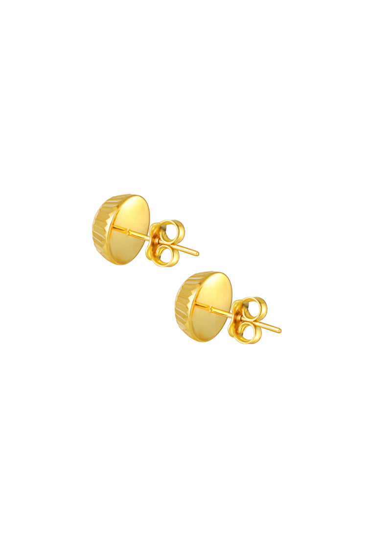 TOMEI Lusso Italia Lasered Button Earrings, Yellow Gold 916