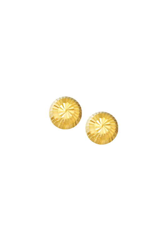 TOMEI Lusso Italia Lasered Button Earrings, Yellow Gold 916