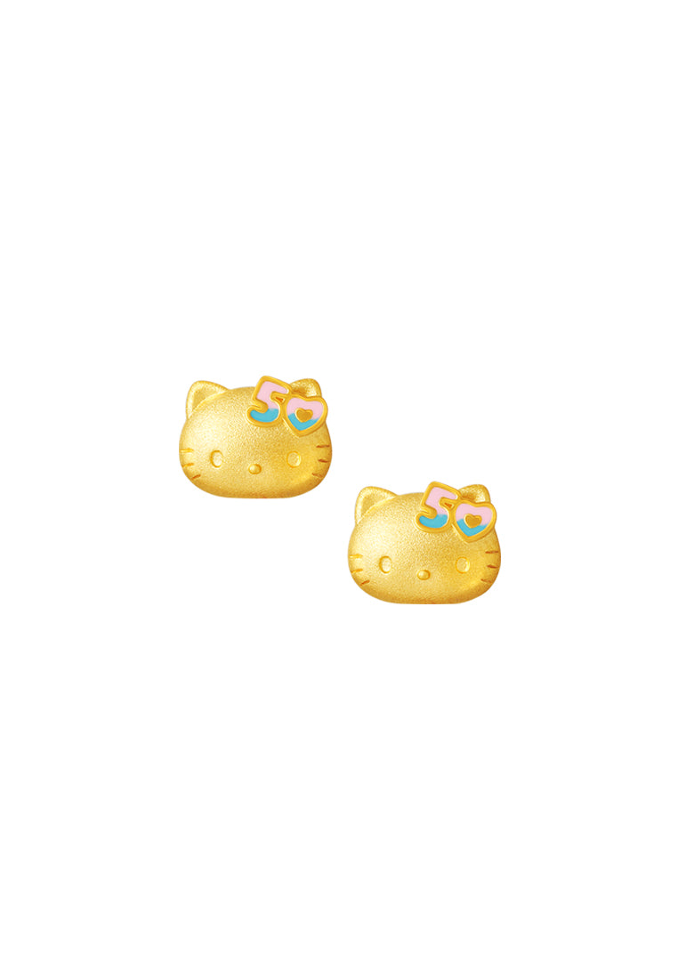 TOMEI X SANRIO Hello Kitty 50th Anniversary Earrings, Yellow Gold 916