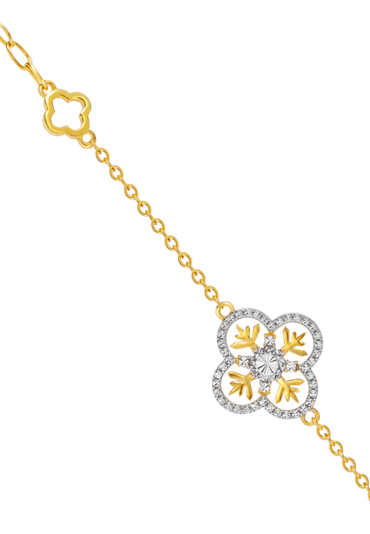 TOMEI Diamond Cut Collection Snow Flake Bracelet, Yellow Gold 916