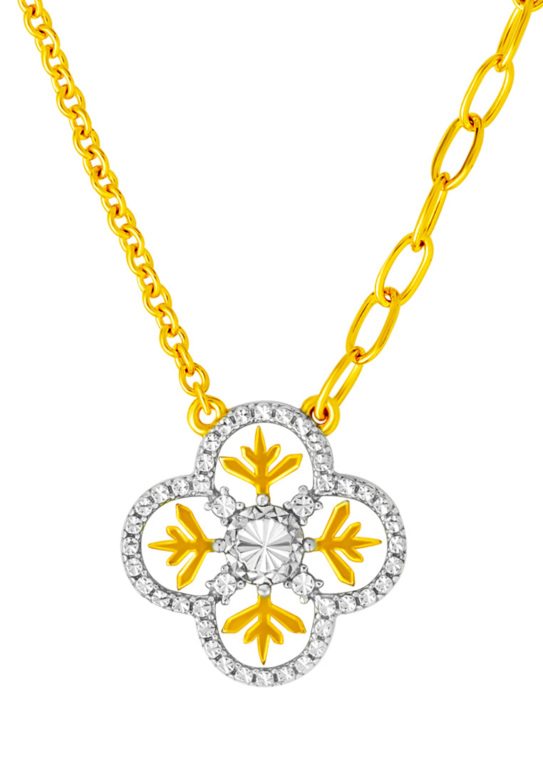 TOMEI Diamond Cut Collection Snow Flake Necklace, Yellow Gold 916