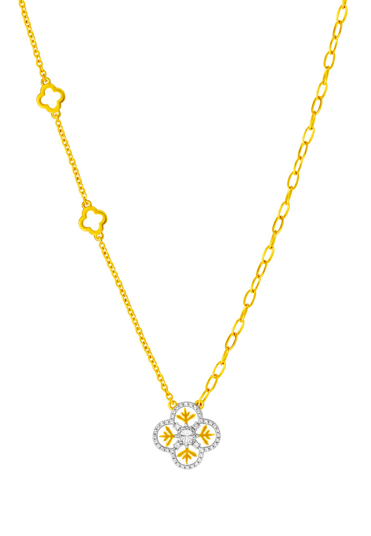 TOMEI Diamond Cut Collection Snow Flake Necklace, Yellow Gold 916