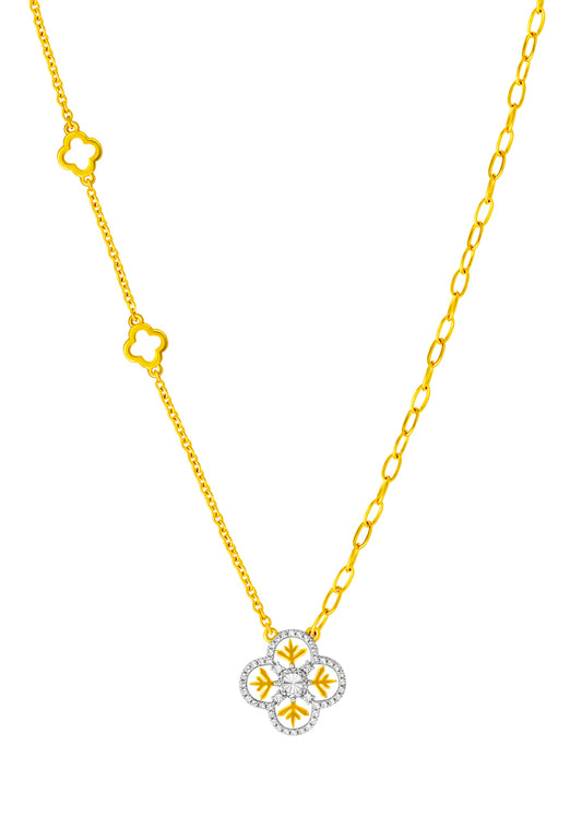 TOMEI Diamond Cut Collection Snow Flake Necklace, Yellow Gold 916