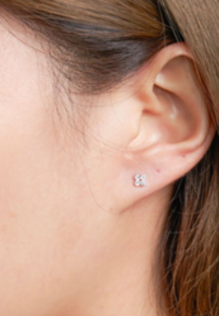 TOMEI Clover Earrings, White Gold 585