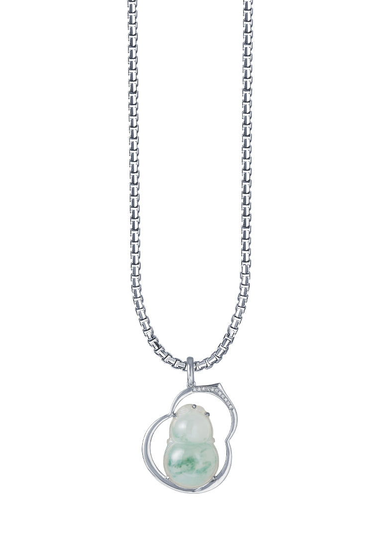 TOMEI Big Gourd Jade Pendant, White Gold 750