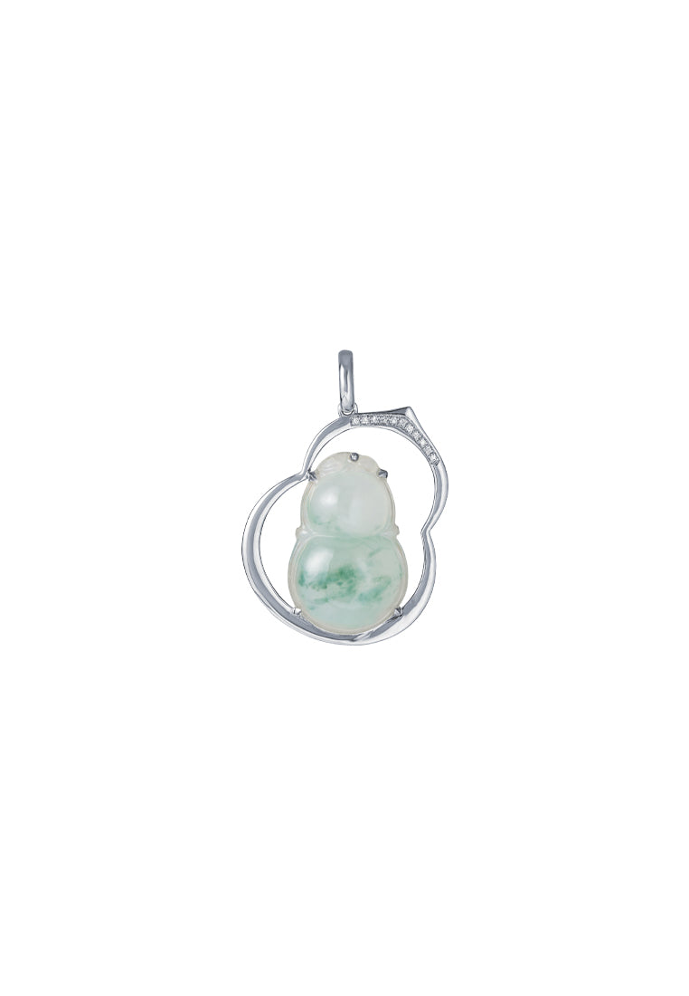 TOMEI Big Gourd Jade Pendant, White Gold 750