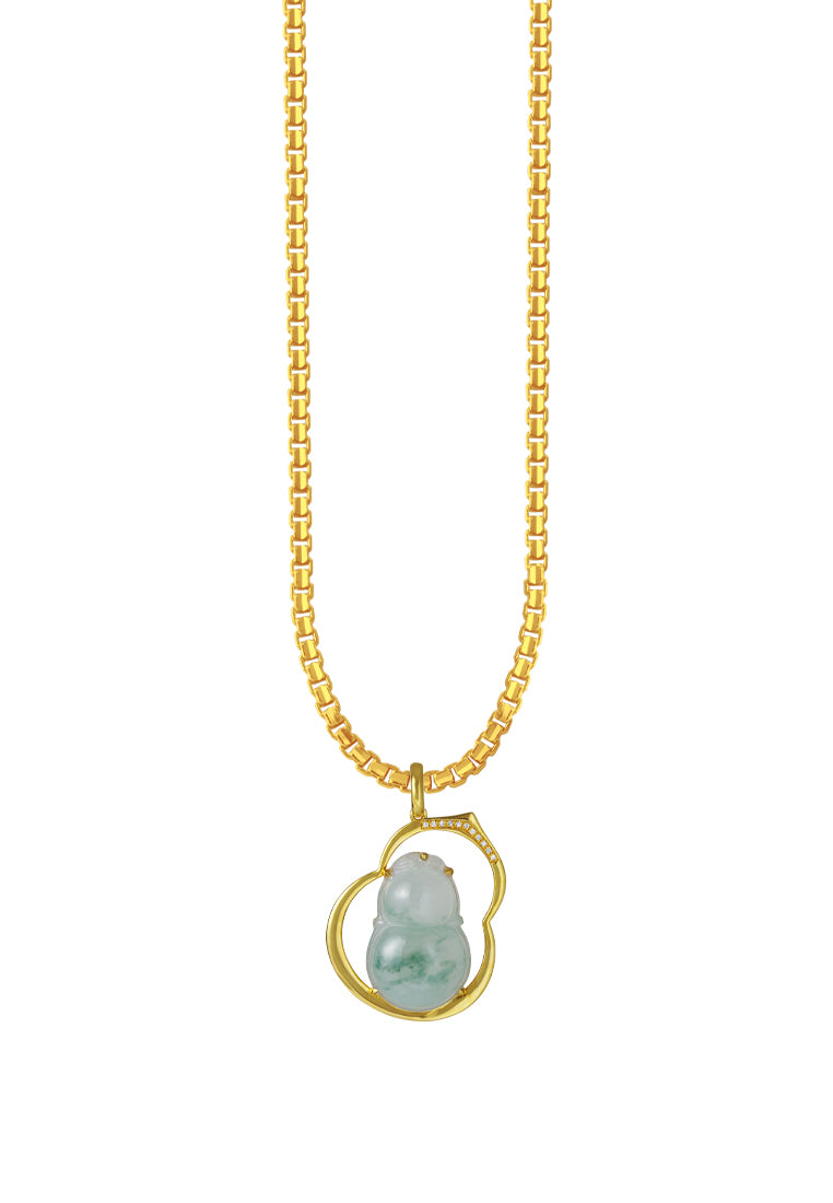 TOMEI Big Gourd Jade Pendant, Yellow Gold 750