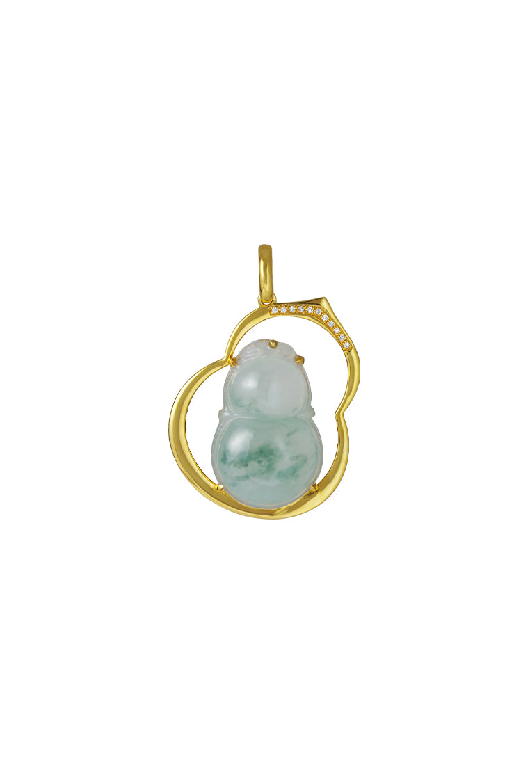 TOMEI Big Gourd Jade Pendant, Yellow Gold 750