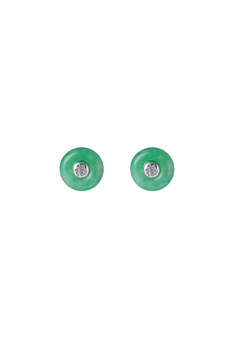 TOMEI Blissfully Jade Earrings, White Gold 750