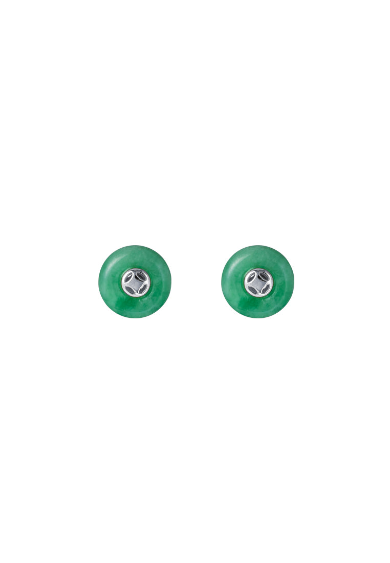 TOMEI Prosperity Jade Earrings, White Gold 750