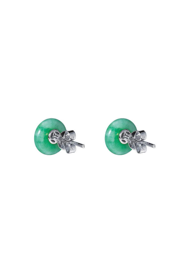 TOMEI Prosperity Jade Earrings, White Gold 750