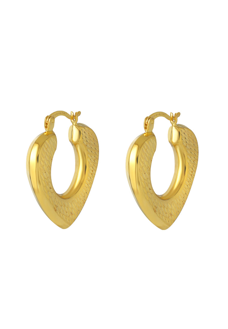 TOMEI Lusso Italia Heart Motive Earrings, Yellow Gold 916