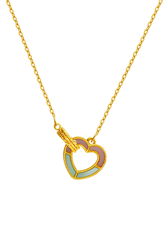 TOMEI Mother-Of-Pearl Heart Necklace, Yellow Gold 999 (5G)