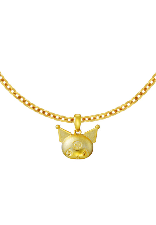 TOMEI X SANRIO Kuromi Head Pendant, Yellow Gold 916