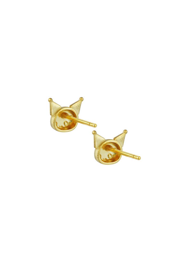 TOMEI X SANRIO Kuromi Head Earrings, Yellow Gold 916