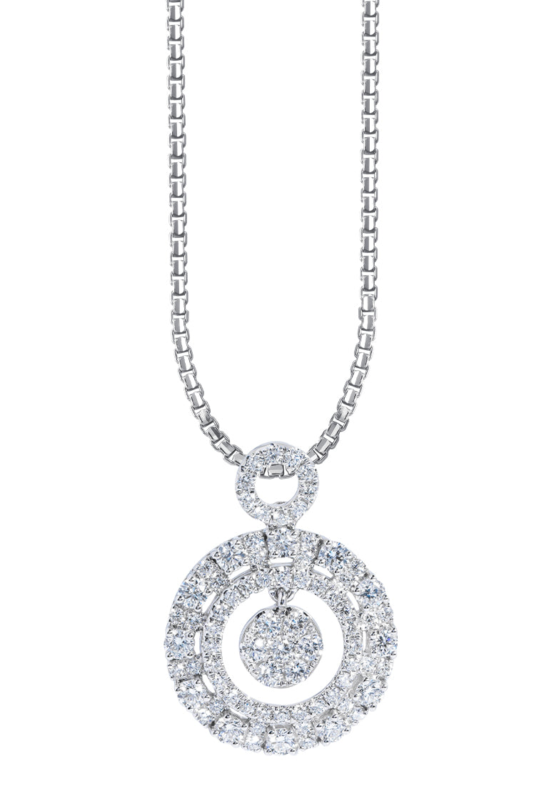 TOMEI Glimmering Grace Collection Diamond Pendant, White Gold 750