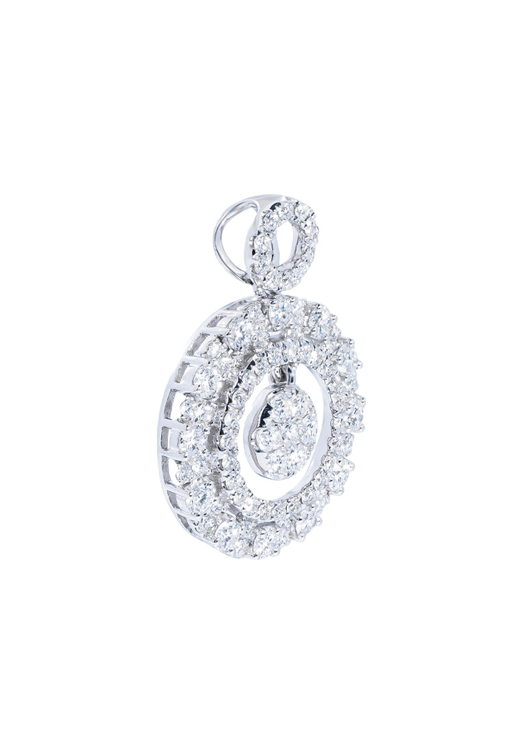 TOMEI Glimmering Grace Collection Diamond Pendant, White Gold 750