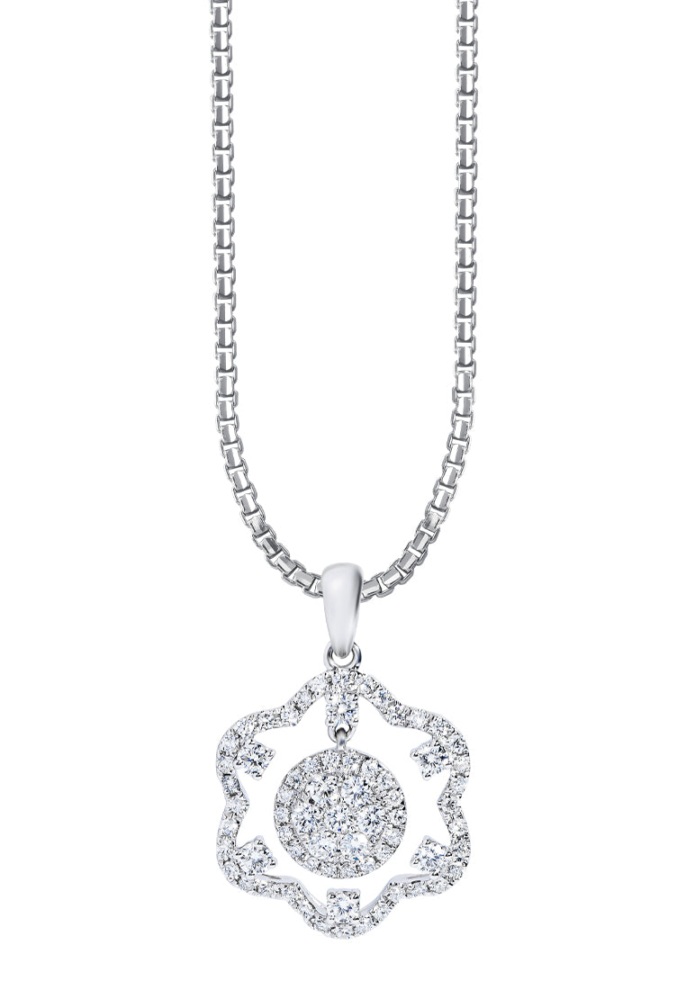 TOMEI Glimmering Grace Collection Diamond Pendant, White Gold 750