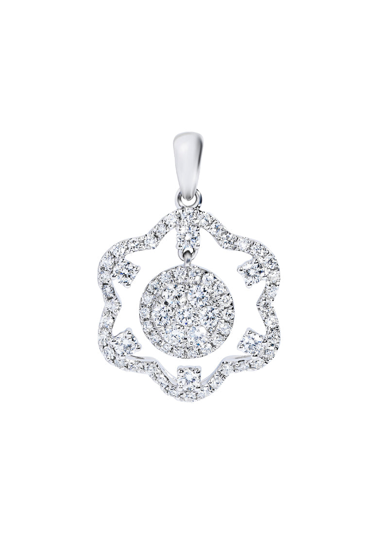 TOMEI Glimmering Grace Collection Diamond Pendant, White Gold 750