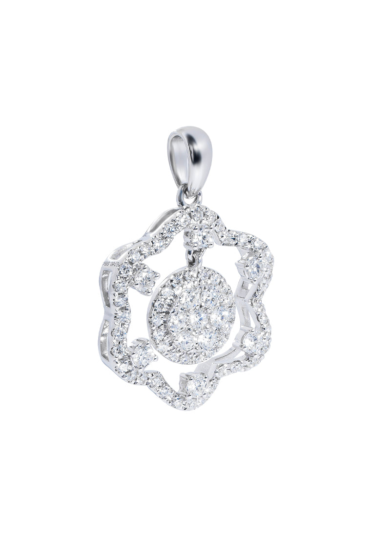 TOMEI Glimmering Grace Collection Diamond Pendant, White Gold 750